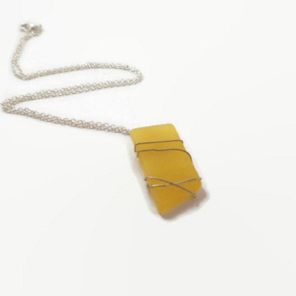 Minimalist Yellow Sea Glass Necklace